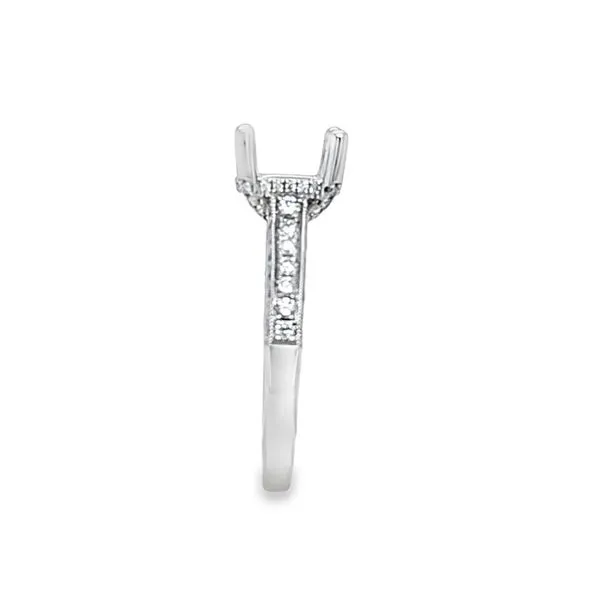 14K White Gold SERJ Semi-Mount Engagement Ring | Micro Pavé Shank & Side Halo | 0.74ct Diamond Accents Image 3 Classic Creations In Diamonds & Gold Venice, FL