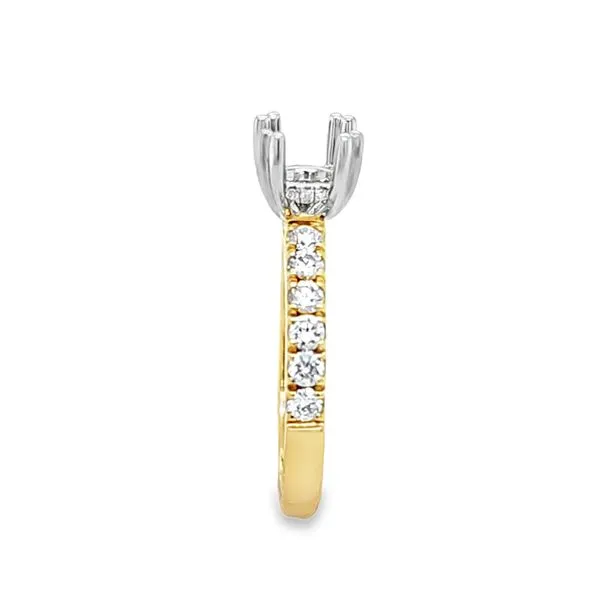 14K Yellow Gold Shared Prong Semi-Mount Engagement Ring with Pavé Diamond Gallery – .57 CTW Accents Image 2 Classic Creations In Diamonds & Gold Venice, FL