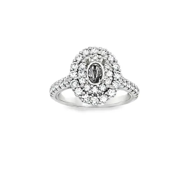 Roman + Jules 14K White Gold Double Halo Semi-Mount Engagement Ring – .97 CTW Image 2 Classic Creations In Diamonds & Gold Venice, FL