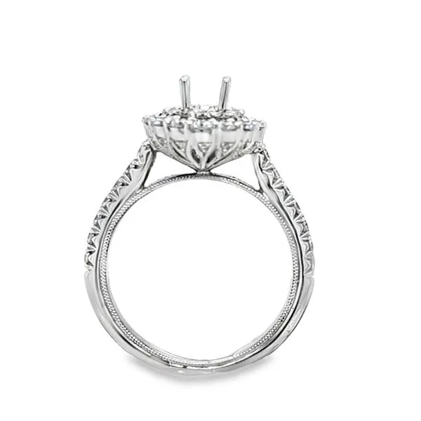 Roman + Jules 14K White Gold Double Halo Semi-Mount Engagement Ring – .97 CTW Image 4 Classic Creations In Diamonds & Gold Venice, FL