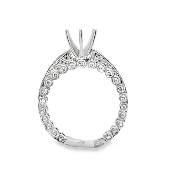 18K White Gold Vintage Pavé Semi-Mount Engagement Ring with Bezel-Set Profile & Engraved Shank – .50 CTW Accents Image 2 Classic Creations In Diamonds & Gold Venice, FL