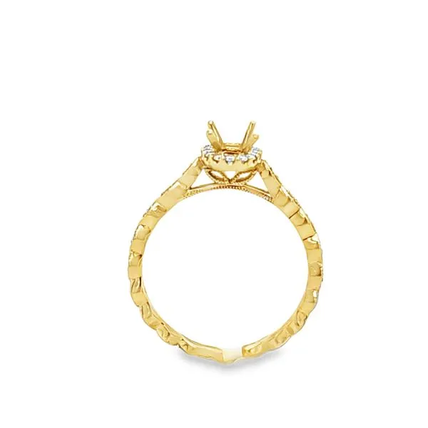 Roman + Jules 14K Yellow Gold Oval Diamond Halo Semi-Mount with Stackable Shank – .12 CTW Image 2 Classic Creations In Diamonds & Gold Venice, FL