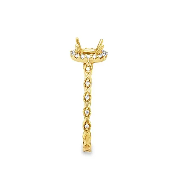 Roman + Jules 14K Yellow Gold Oval Diamond Halo Semi-Mount with Stackable Shank – .12 CTW Image 3 Classic Creations In Diamonds & Gold Venice, FL
