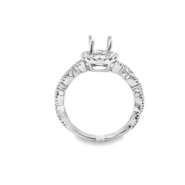 Roman + Jules 14K White Gold Oval Twist Shank Engagement Ring Semi-Mount with Channel Halo – .51 CTW Image 2 Classic Creations In Diamonds & Gold Venice, FL