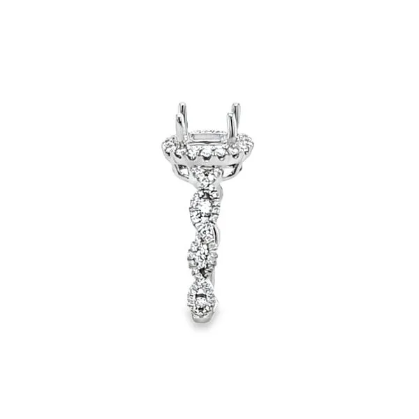 Roman + Jules 14K White Gold Oval Twist Shank Engagement Ring Semi-Mount with Channel Halo – .51 CTW Image 3 Classic Creations In Diamonds & Gold Venice, FL