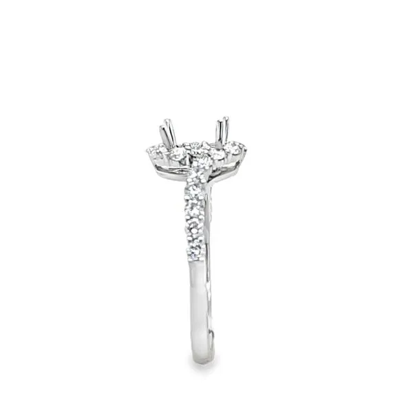 14K White Gold Oval Bypass Halo Semi-Mount Engagement Ring – .59 CTW Shared Prong Diamonds Image 2 Classic Creations In Diamonds & Gold Venice, FL