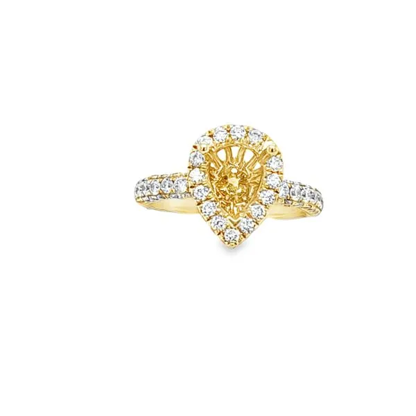SERJ 14K Yellow Gold Pear Halo Semi-Mount Engagement Ring with Micro Pavé Diamonds – 1.49 CTW Image 2 Classic Creations In Diamonds & Gold Venice, FL