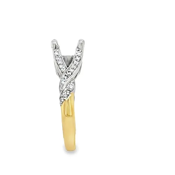 14K Two-Tone Gold Pavé Diamond Twist Shank Semi-Mount Engagement Ring – .50 CTW Accents Image 2 Classic Creations In Diamonds & Gold Venice, FL