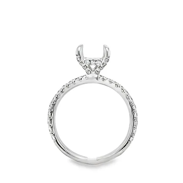 18K White Gold Micro Pavé Shank Engagement Ring Semi-Mount – Square Head, .70 CTW, Size 6 Image 2 Classic Creations In Diamonds & Gold Venice, FL