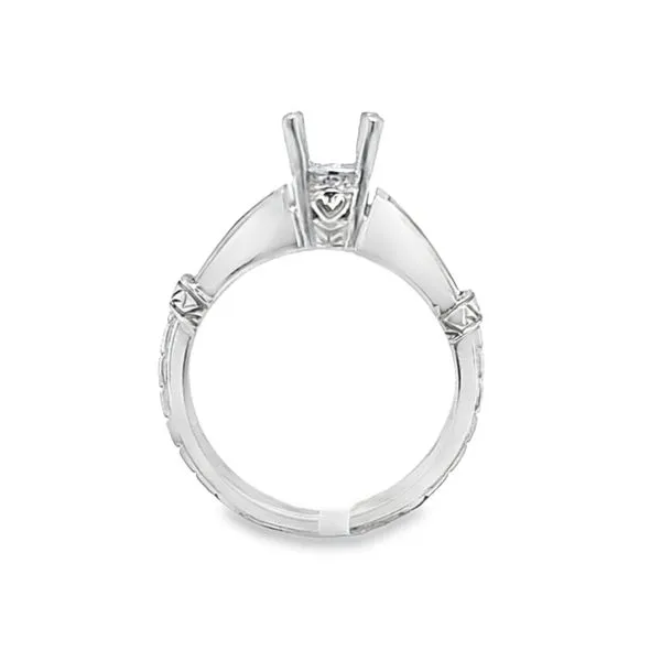 18K White Gold Channel-Set Baguette Diamond Semi-Mount Engagement Ring with Engraved Shank – .75 CTW Accents Image 2 Classic Creations In Diamonds & Gold Venice, FL