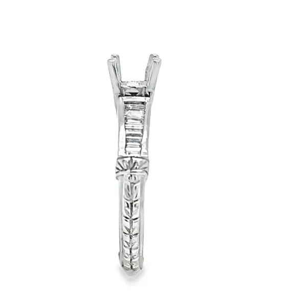18K White Gold Channel-Set Baguette Diamond Semi-Mount Engagement Ring with Engraved Shank – .75 CTW Accents Image 3 Classic Creations In Diamonds & Gold Venice, FL