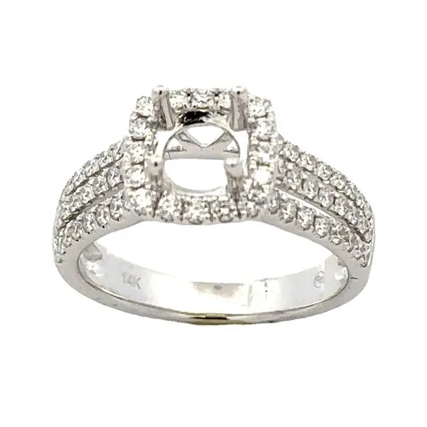 Roman + Jules Micro Pave' Diamond Halo Semi-Mount Classic Creations In Diamonds & Gold Venice, FL
