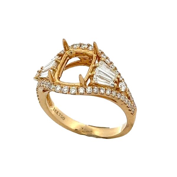 18KY Cushion Center Micro Pave' Diamond Semi Mount Classic Creations In Diamonds & Gold Venice, FL