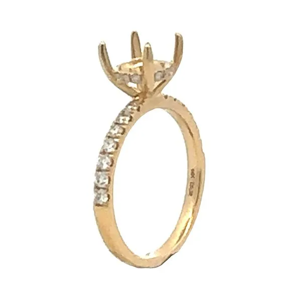 Yellow Gold Fishtail Set Diamond Shank Side Halo Semi Mount Classic Creations In Diamonds & Gold Venice, FL