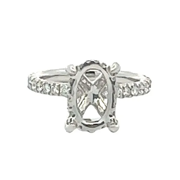 White Gold Fishtail Set Shank Side Halo Oval Center Classic Creations In Diamonds & Gold Venice, FL