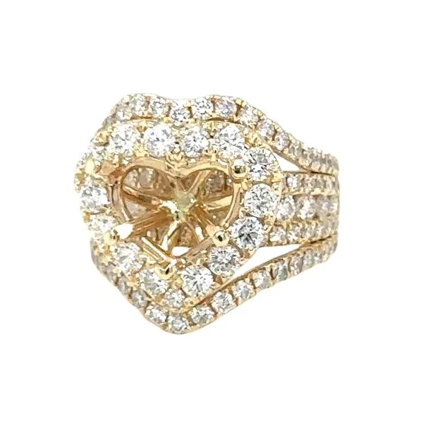 Heart Shaped Diamond Halo-Bridge Semi Mount Classic Creations In Diamonds & Gold Venice, FL