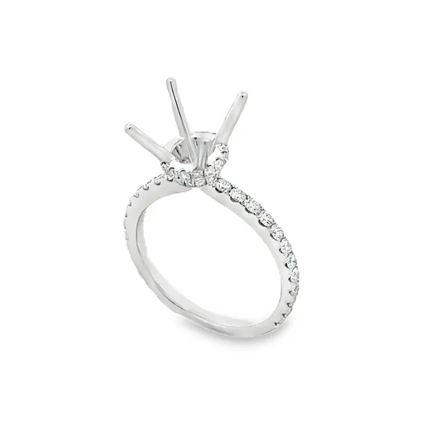 14KW Shared Prong Shank Double Side Halo for Round Stone Semi Mount Classic Creations In Diamonds & Gold Venice, FL