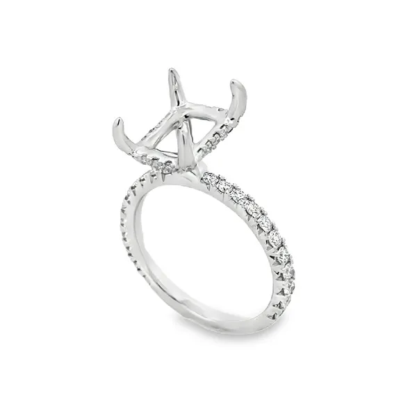 14KW Shared Prong Shank Diamond Gallery for 5.0ct. Rectangular Stone Semi Mount Classic Creations In Diamonds & Gold Venice, FL