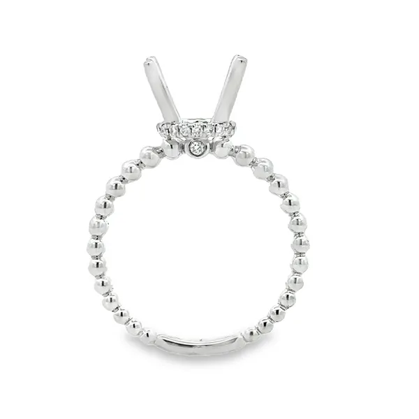 14KW Beaded Shank Side Halo Semi Mount for 2.0ct. Round Image 2 Classic Creations In Diamonds & Gold Venice, FL