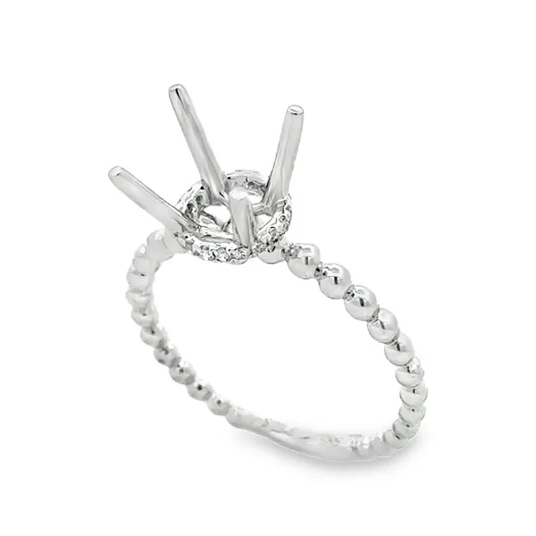 14KW Beaded Shank Side Halo Semi Mount for 2.0ct. Round Classic Creations In Diamonds & Gold Venice, FL