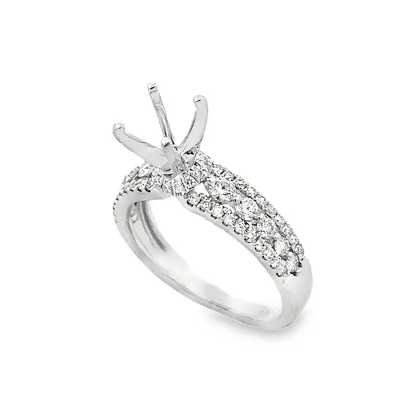 14KW3 Row Micro Pave' & Shared Prong Diamond Semi Mount Classic Creations In Diamonds & Gold Venice, FL