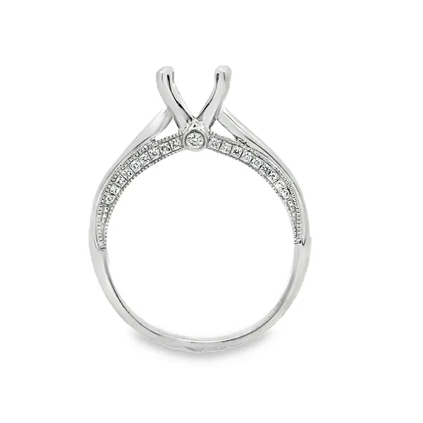 14KW Polished Cathedral Shank Micro Pave' Diamond Profile Semi Mount Image 2 Classic Creations In Diamonds & Gold Venice, FL