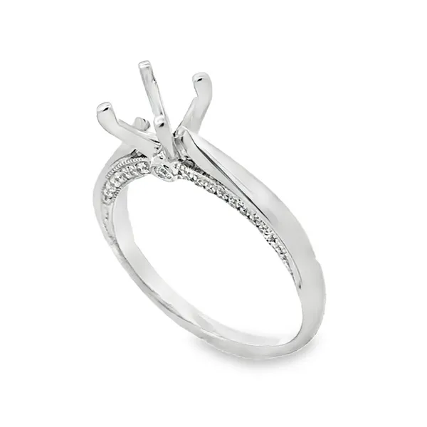 14KW Polished Cathedral Shank Micro Pave' Diamond Profile Semi Mount Classic Creations In Diamonds & Gold Venice, FL