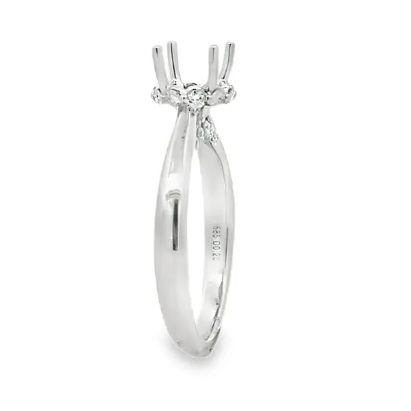 14KW Polished Cathedral Shank Diamond Bridge & Side Halo Semi Mount Image 2 Classic Creations In Diamonds & Gold Venice, FL