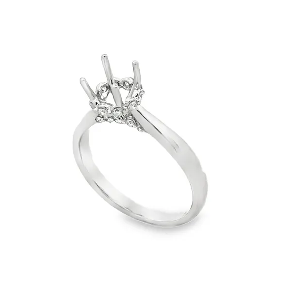 14KW Polished Cathedral Shank Diamond Bridge & Side Halo Semi Mount Classic Creations In Diamonds & Gold Venice, FL