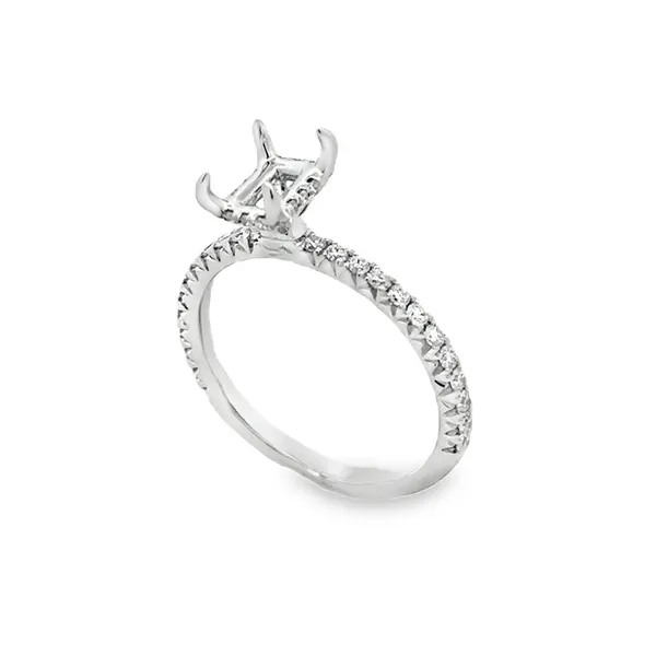 14KW Fishtail Set Diamond Shank Micro Pave' Rectangular Gallery Semi Mount Classic Creations In Diamonds & Gold Venice, FL