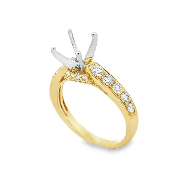 14KY Pave' Diamond Shank Micro Pave' Bridge Semi Mount Classic Creations In Diamonds & Gold Venice, FL