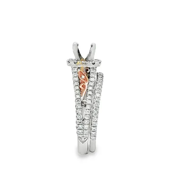 Split Shank Micro Pave' Halo Semi Mount w/Matching Band Image 3 Classic Creations In Diamonds & Gold Venice, FL