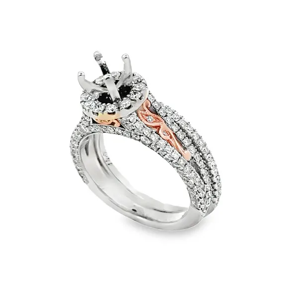 Split Shank Micro Pave' Halo Semi Mount w/Matching Band Classic Creations In Diamonds & Gold Venice, FL