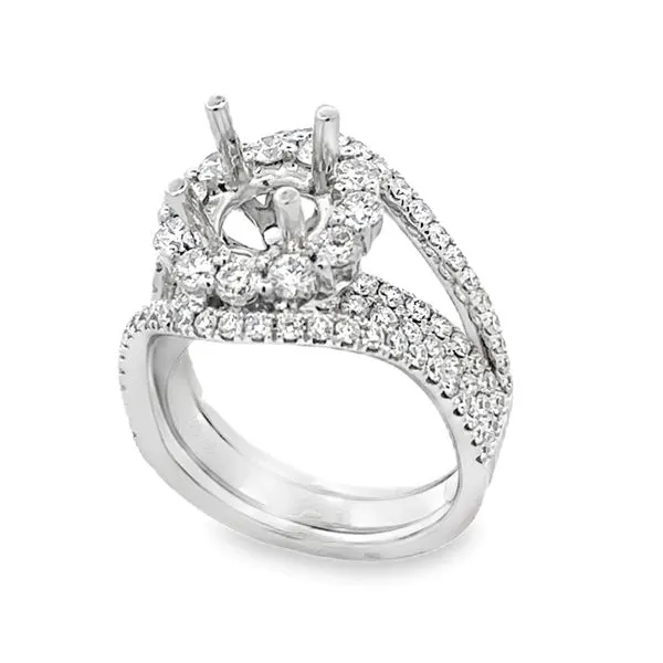 Diamond Halo 4 Row Bridge Semi Mounting Classic Creations In Diamonds & Gold Venice, FL