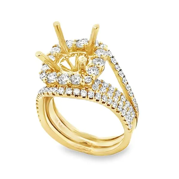 Square Diamond Halo 4 Row Bridge Semi Mounting Classic Creations In Diamonds & Gold Venice, FL