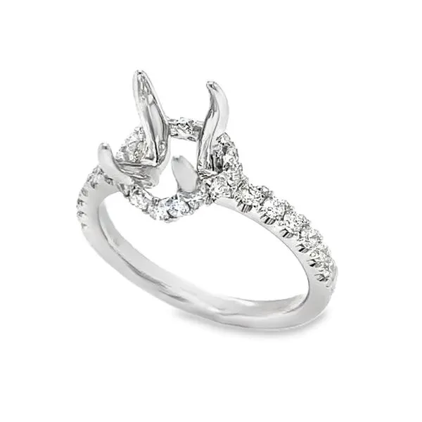 14K Wavy Side Halo & Diamond Shank Claw Prong Semi Mount Classic Creations In Diamonds & Gold Venice, FL