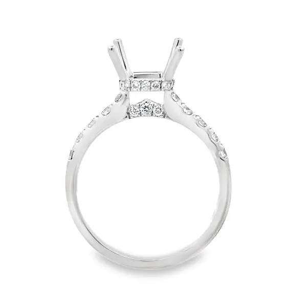 14K Emerald Center Cut Micro Pave' Side Halo &  Diamond Shank Semi Mount Image 2 Classic Creations In Diamonds & Gold Venice, FL