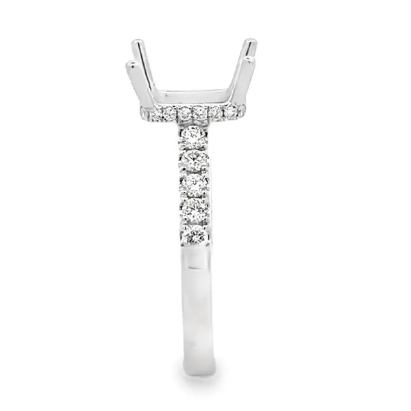 14K Emerald Center Cut Micro Pave' Side Halo &  Diamond Shank Semi Mount Image 3 Classic Creations In Diamonds & Gold Venice, FL