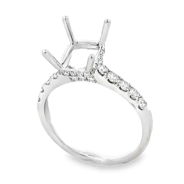 14K Emerald Center Cut Micro Pave' Side Halo &  Diamond Shank Semi Mount Classic Creations In Diamonds & Gold Venice, FL