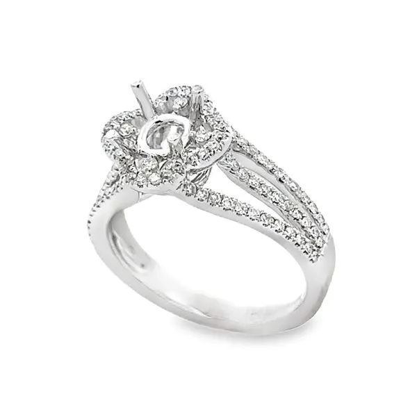 14K 3 Row Micro Pave' Diamond Clover Shaped Halo Semi Mount Classic Creations In Diamonds & Gold Venice, FL