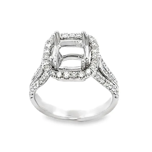 14K 3 Row Micro Pave' Shank & Square Diamond Halo Semi Mount Image 2 Classic Creations In Diamonds & Gold Venice, FL