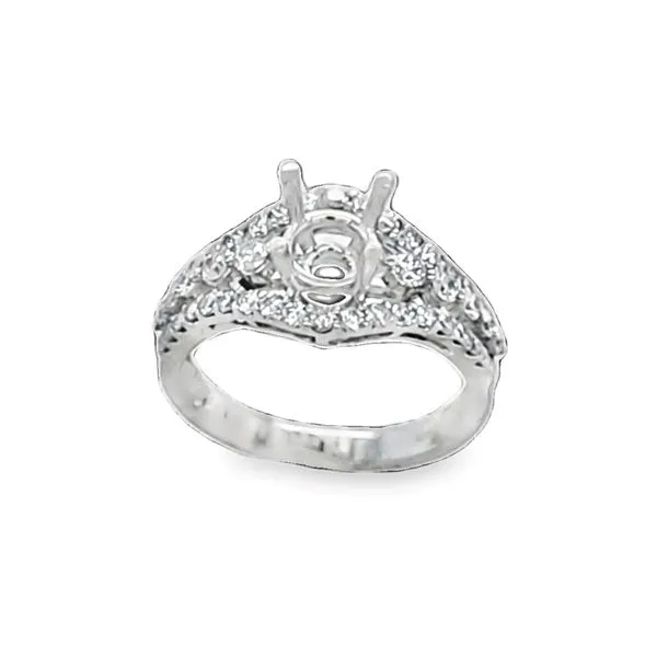 14K White Gold Three Row Diamond Shank With Halo Wrap Semi Mount Classic Creations In Diamonds & Gold Venice, FL