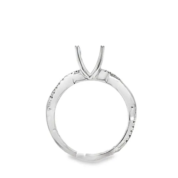 14K White Gold Micro Pavé & Polished Twist Shank Semi-Mount Engagement Ring – .20 CTW Image 2 Classic Creations In Diamonds & Gold Venice, FL