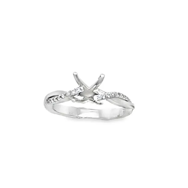 14K White Gold Micro Pavé & Polished Twist Shank Semi-Mount Engagement Ring – .20 CTW Classic Creations In Diamonds & Gold Venice, FL
