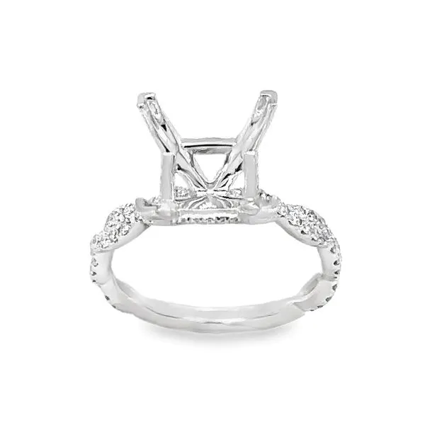 14K White Gold Four Prong Square Center .5ct. Micro Pavè Diamond Twist Design Semi Mount Ring Image 2 Classic Creations In Diamonds & Gold Venice, FL