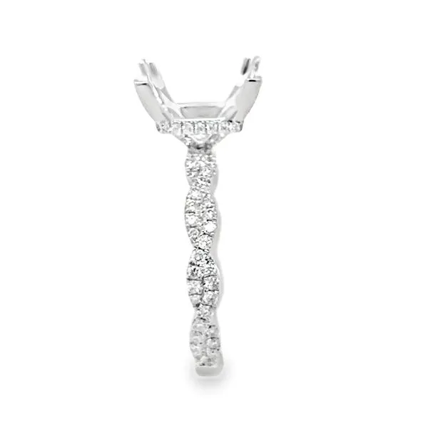 14K White Gold Four Prong Square Center .5ct. Micro Pavè Diamond Twist Design Semi Mount Ring Image 4 Classic Creations In Diamonds & Gold Venice, FL
