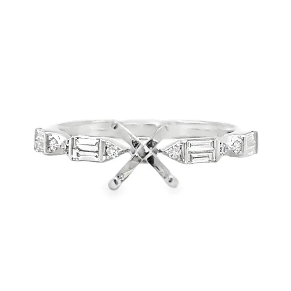 18K White Gold Baguette And Round Brilliant Cut Diamond Semi Mount Ring Image 2 Classic Creations In Diamonds & Gold Venice, FL