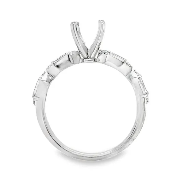 18K White Gold Baguette And Round Brilliant Cut Diamond Semi Mount Ring Image 4 Classic Creations In Diamonds & Gold Venice, FL