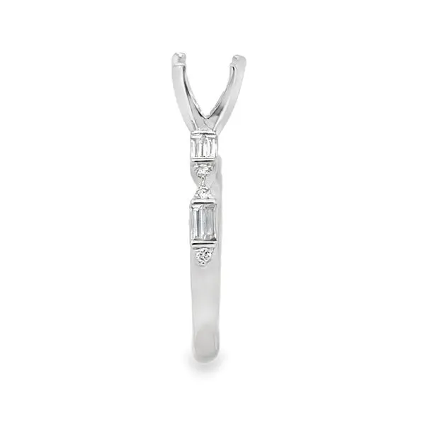 18K White Gold Baguette And Round Brilliant Cut Diamond Semi Mount Ring Image 5 Classic Creations In Diamonds & Gold Venice, FL