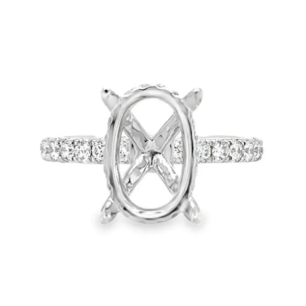 14K White Gold Four Prong Oval Center With Diamond Gallery Fishtail Sides Semi Mount Ring Image 2 Classic Creations In Diamonds & Gold Venice, FL